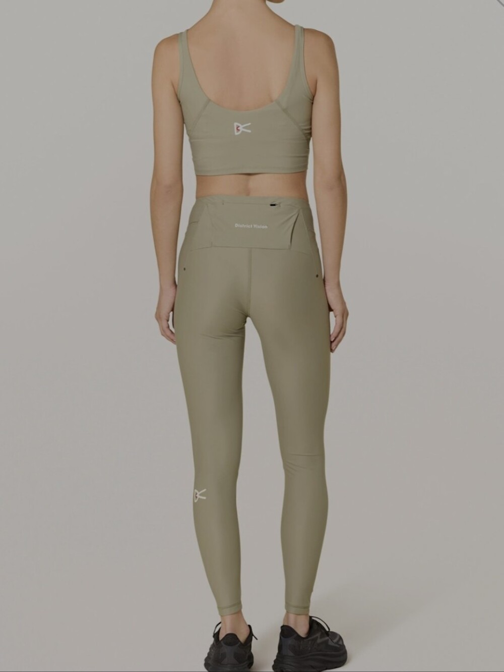 District Vision Pocketed Studio Long Leggings β Sage Green β Performance Running